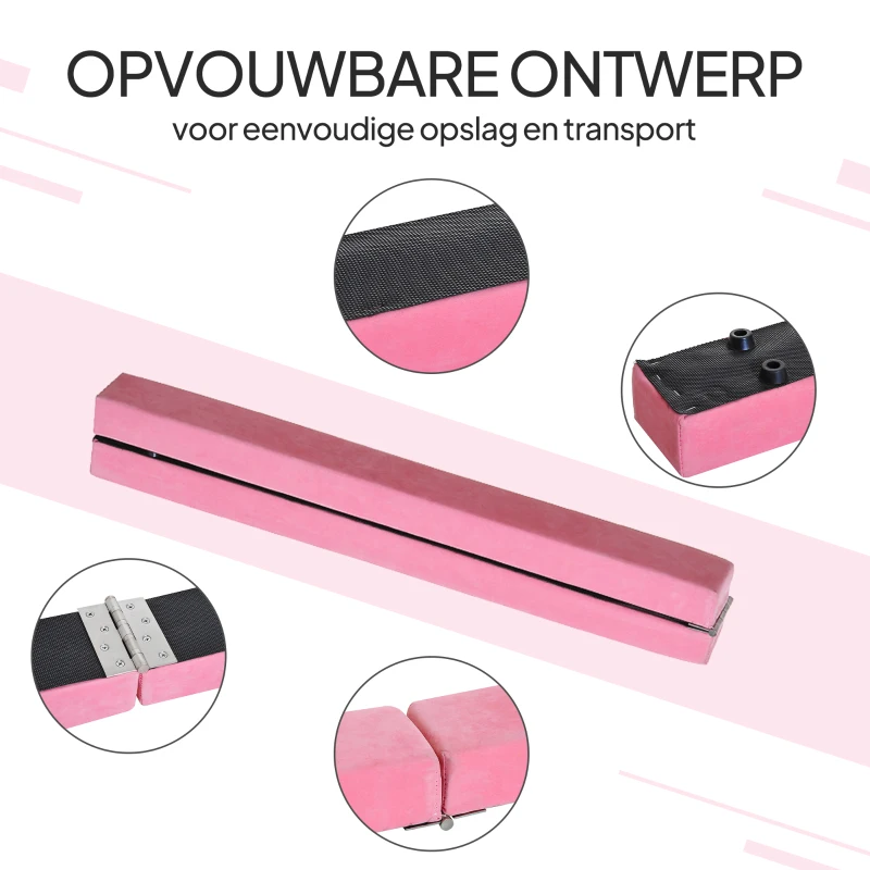 HOMCOM 210 cm balansbalk gym beam voor binnen en buiten tot 120 kg roze(m-5)