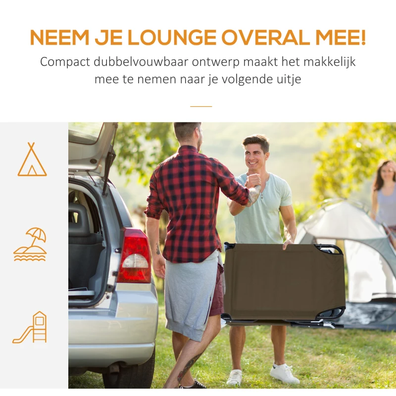 Outsunny ligbed met leesgat 190 cm x 56 cm x 28 cm, bruin