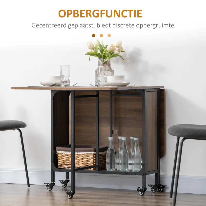 HOMCOM Mobiele Klaptafel, 2 Inklapbare Zijden, 130 x 80 x 74 cm, Bruin(m-5)