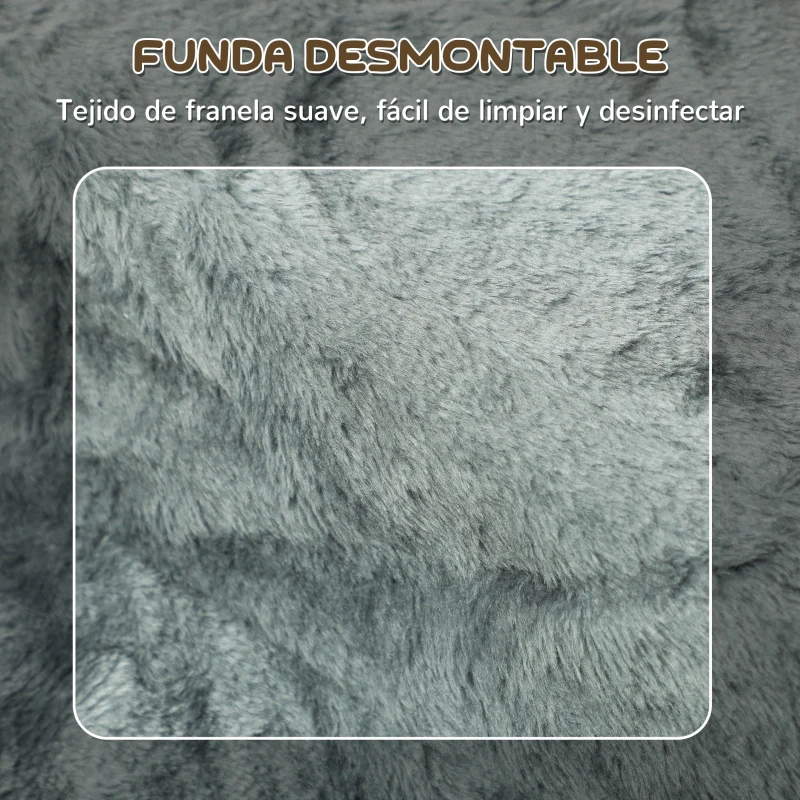 PawHut Escalera para Perros de 3 Peldaños con Funda Extraíble y Lavable para Mascotas Mayores para Cama Sofá 46x35x35 cm Gris