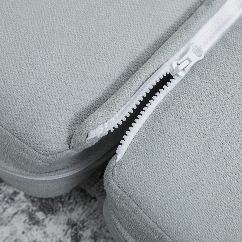 HOMCOM Sofá perezoso sillón convertible plegable en 4 partes con respaldo inclinable, 137,5 x 85,5 x 74 cm, gris claro