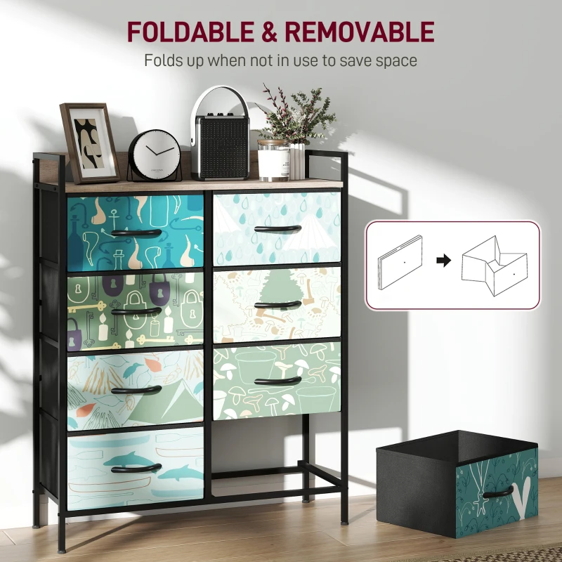 HOMCOM 8-Drawer Chest of Drawers - Blue