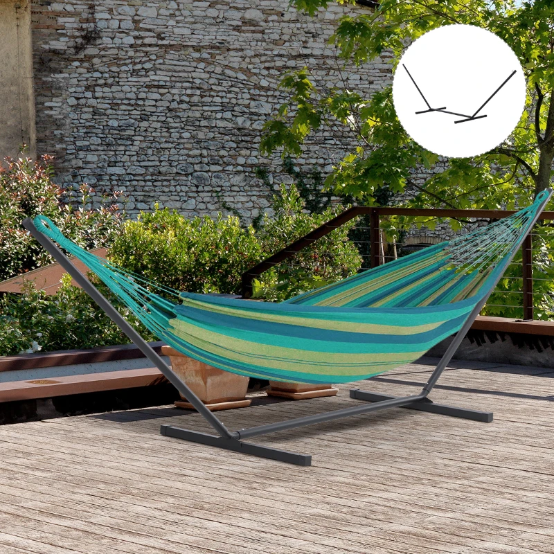 Outsunny Support Pied de hamac Structure Robuste métal époxy Noir dim. 3,60L x 0,92l x 1,12H m