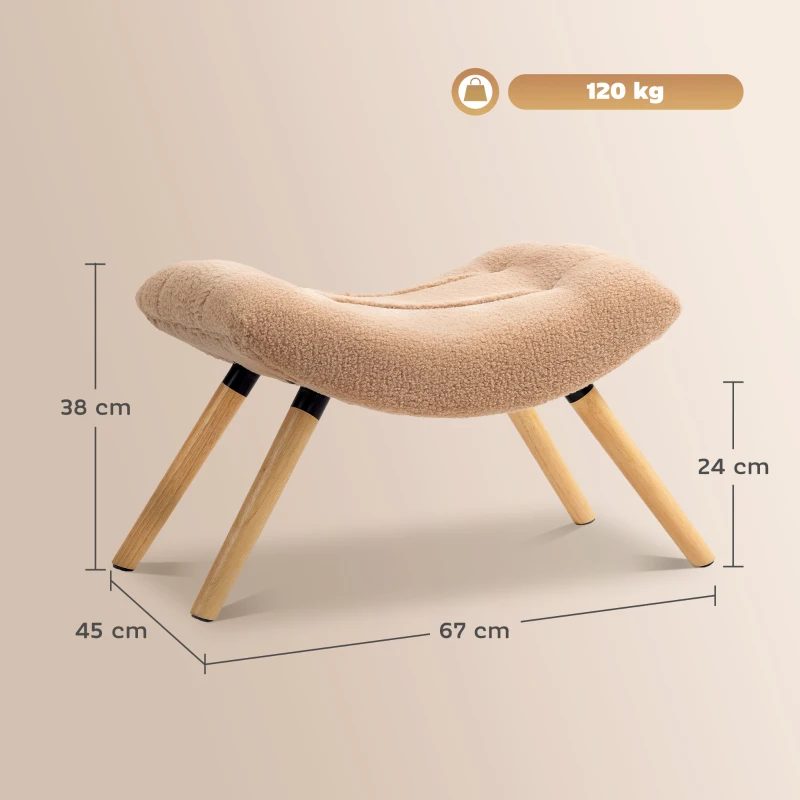 HOMCOM Tabouret moderne avec revêtement en polaire et pieds en bois, rembourré, pour salon, chambre à coucher, couloir, Marron