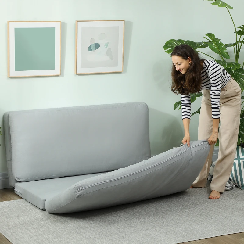 HOMCOM Divano paresseux poltrona convertibile pieghevole in 4 parti con schienale reclinabile, 137,5 x 85,5 x 74 cm, grigio chiaro