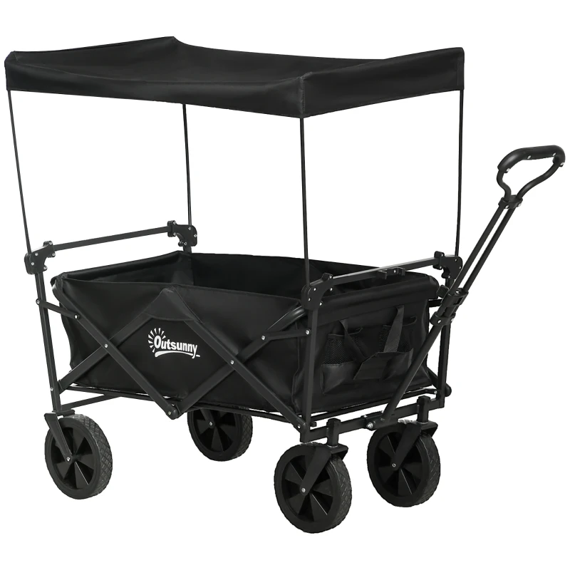 Outsunny Carucior pliabil pentru exterior cu copertina detasabila