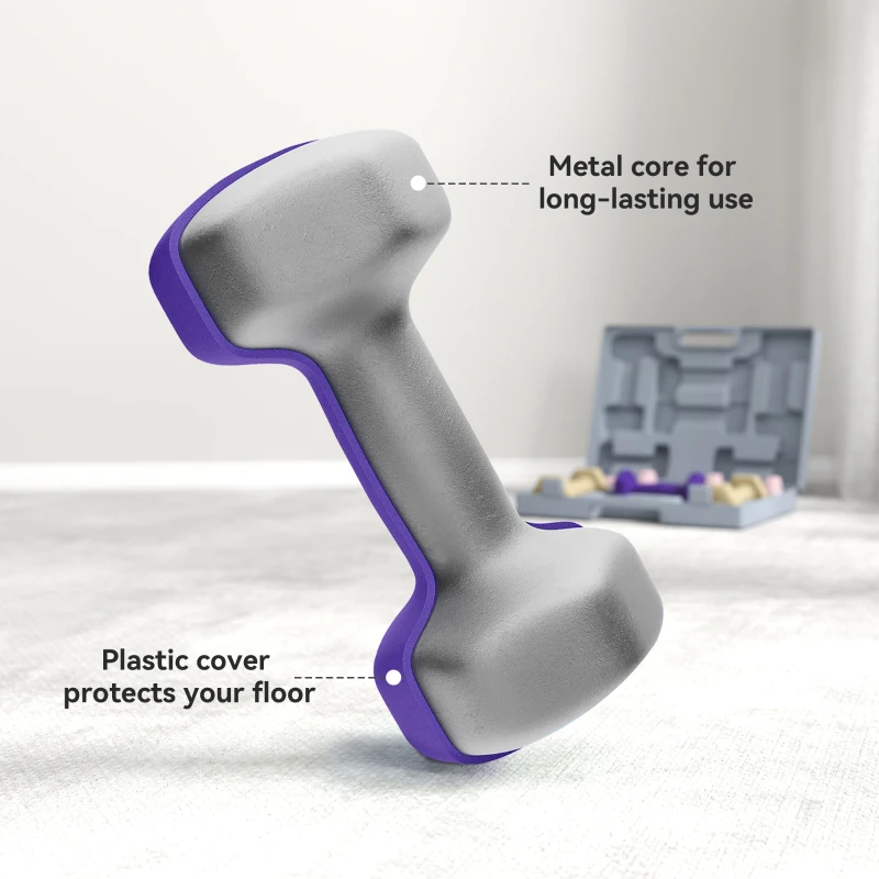 SPORTNOW 9kg Hex Dumbbells Set of 6, Hand Weights with Carry Case for Home Gym Strength Training, 2 x 1kg, 2 x 1.5kg, 2 x 2kg