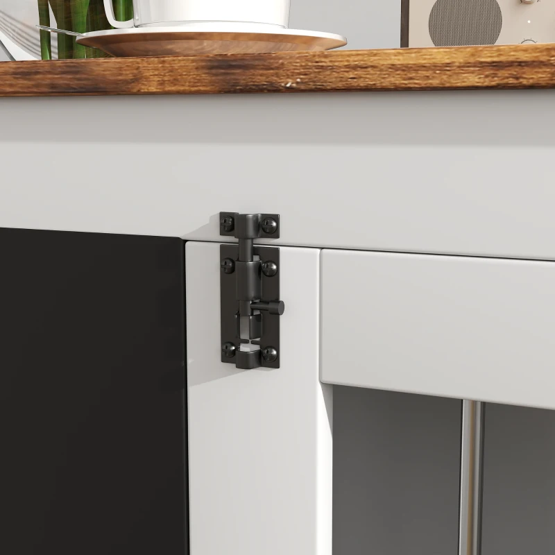 PawHut Cage pour chien cage chien intérieur avec 2 portes tableau noir pour chiens taille moyenne 20 kg 80 x 60 x 70 cm blanc