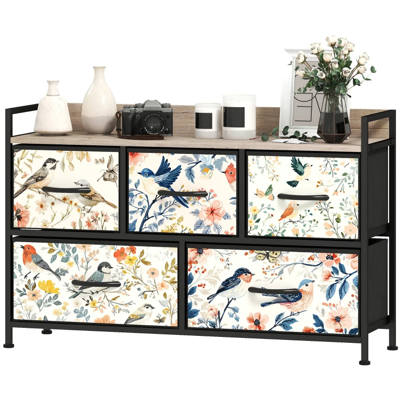 HOMCOM 5-Drawer Chest of Drawers - White