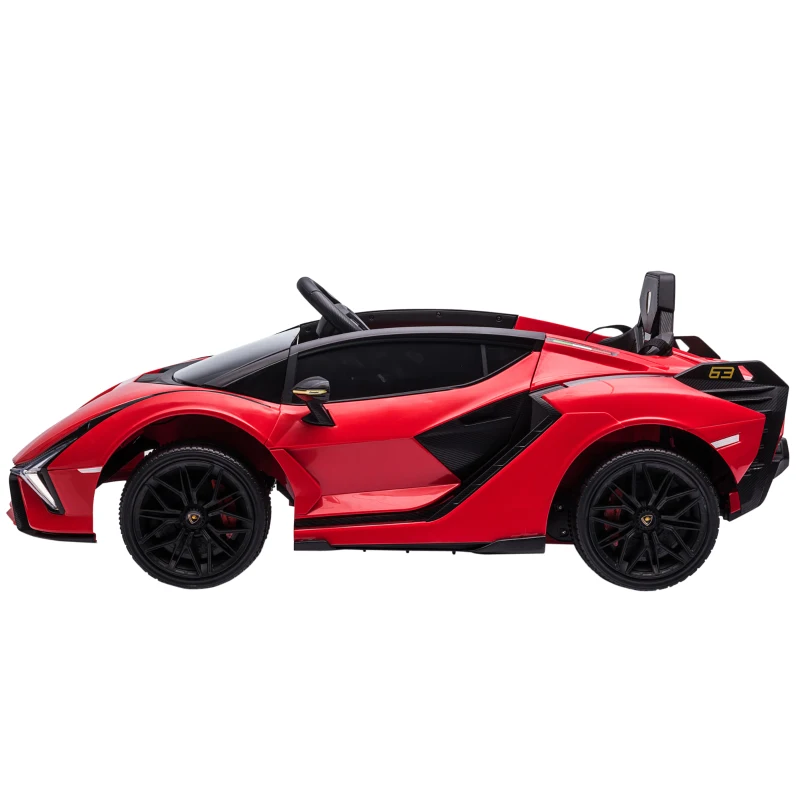 HOMCOM Kinderfahrzeug 12V 2 Fahrmodi Lamborghini SIAN SUV-Auto-Spielzeug Elektroauto mit Fernbedienung Musik(MP3/USB) Licht 37-60 Monate Metall Rot 108 x 62 x 40 cm