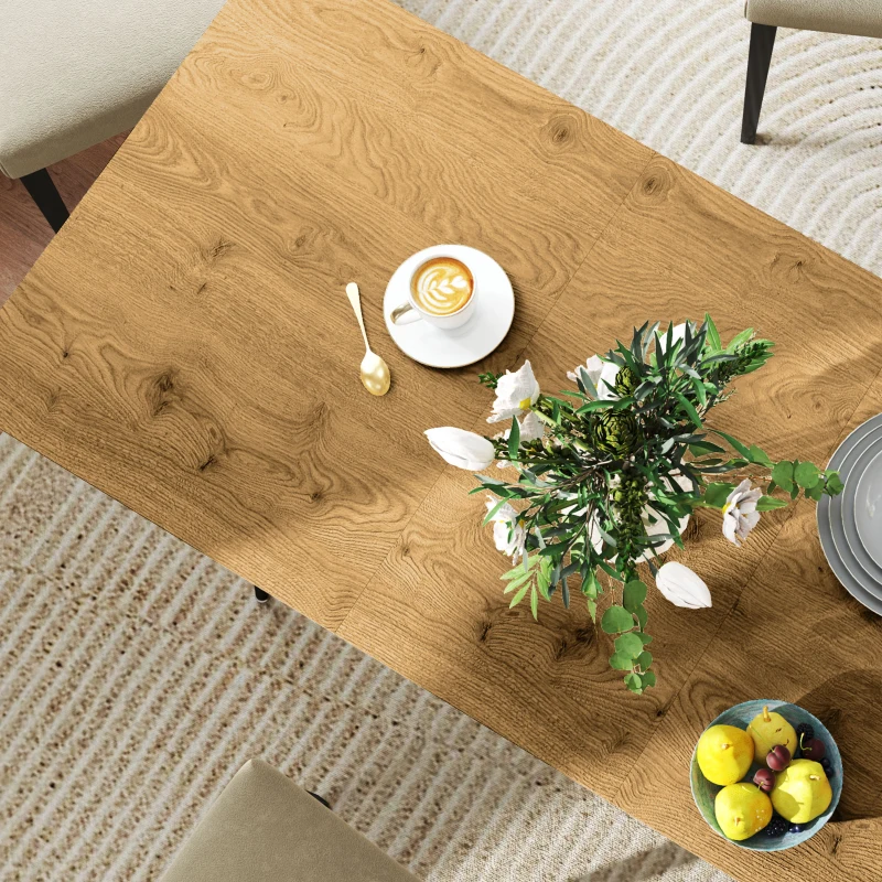 HOMCOM Table à manger pliante table extensible 120-160 cm jusqu'à 6 à 8 personnes avec pieds en acier, naturel