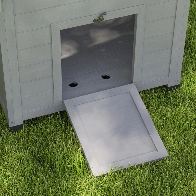 PawHut Casa per Anatre Pollaio Piccolo Animale, resistente alle intemperie, 2 ingressi, 2 rampe, 78 x 90 x 92 cm, Grigio Chiaro + Nero