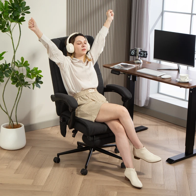 Vinsetto Office Chair with 6-point Vibration Massage and Heat, Computer Chair with Adjustable Height, Head Pillow, Footrest for Home, Black