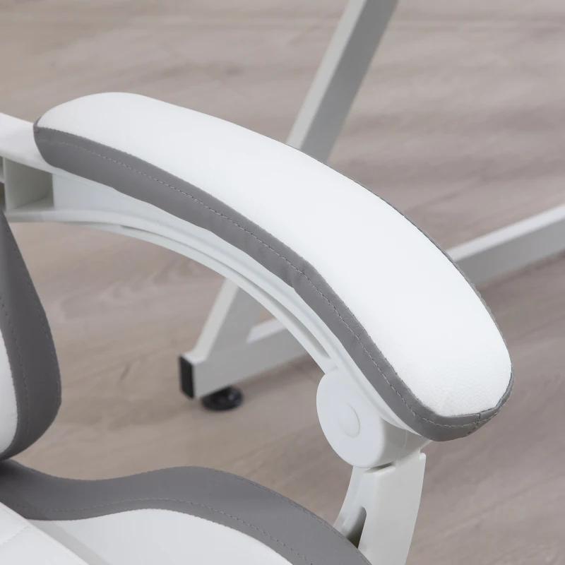 Vinsetto Sedia gaming sedia da gaming ergonomica con schienale reclinabile a 135° e supporto lombare, 65 x 65 x 121-129 cm bianco