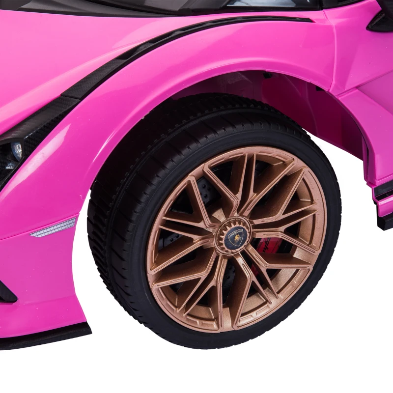 HOMCOM Kinder-Elektroauto, Lamborghini, 3-5 km/h, Fernsteuerung, für 3-5 Jahre, Rosa(m-12)