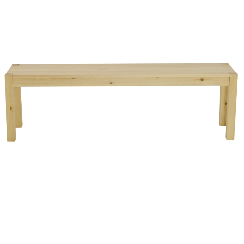 HOMCOM Sitzbank aus Massivholz, 3-Sitzer, Bank, Küchenbank, Kiefernholz, Natur