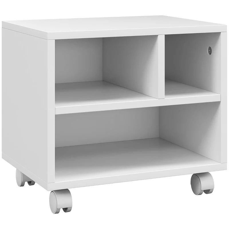 HOMCOM Soporte para impresora Mueble de Almacenamiento de oficina cajón 4 compartimentos abiertos 40x30x36 cm Blanco