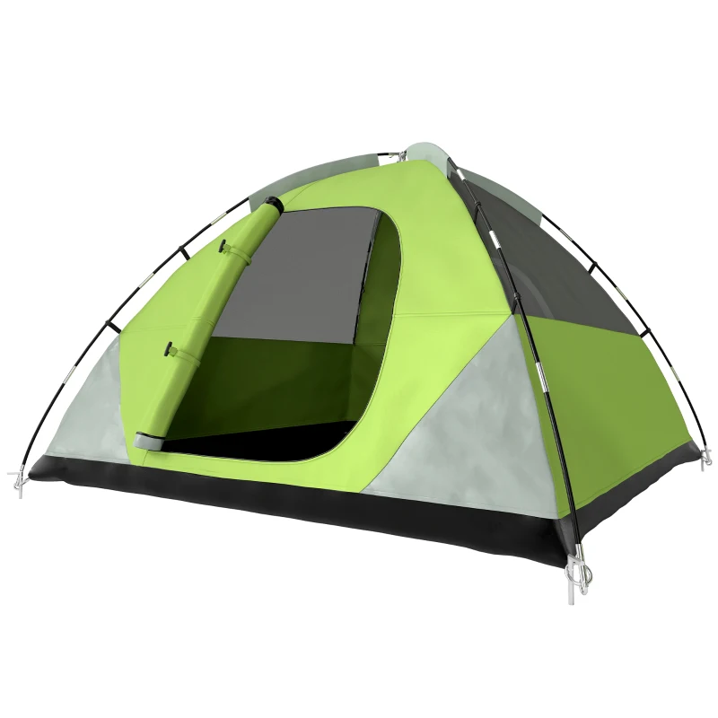 Outsunny Tenda da Campeggio 3 Posti a Cupola, Impermeabile e Anti UV, 300x300x180 cm, Giallo e Grigio