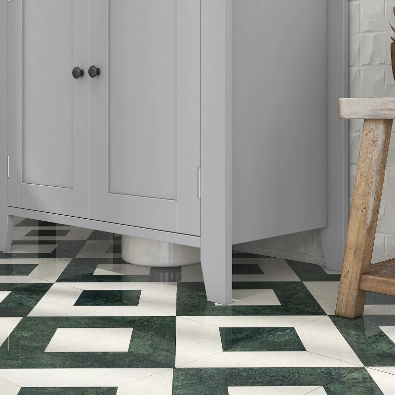 kleankin Mobile per Sotto del Lavabo Armadio Basso con 2 Porte e Ripiano Regolabile Stile Moderno 60x30x60 cm Grigio