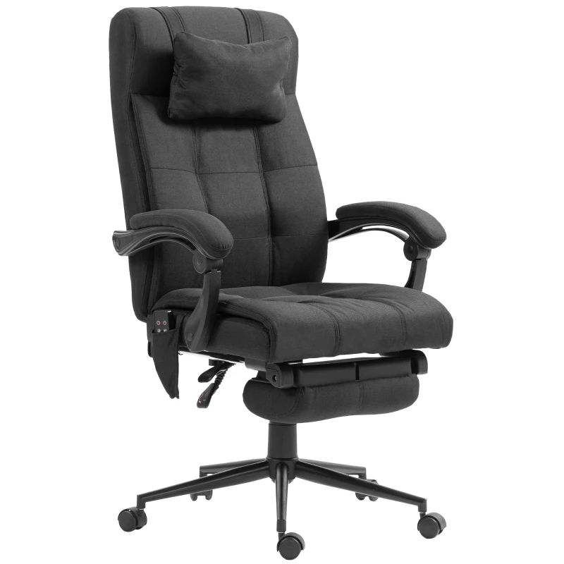 Vinsetto Office Chair with 6-point Vibration Massage and Heat, Computer Chair with Adjustable Height, Head Pillow, Footrest for Home, Black