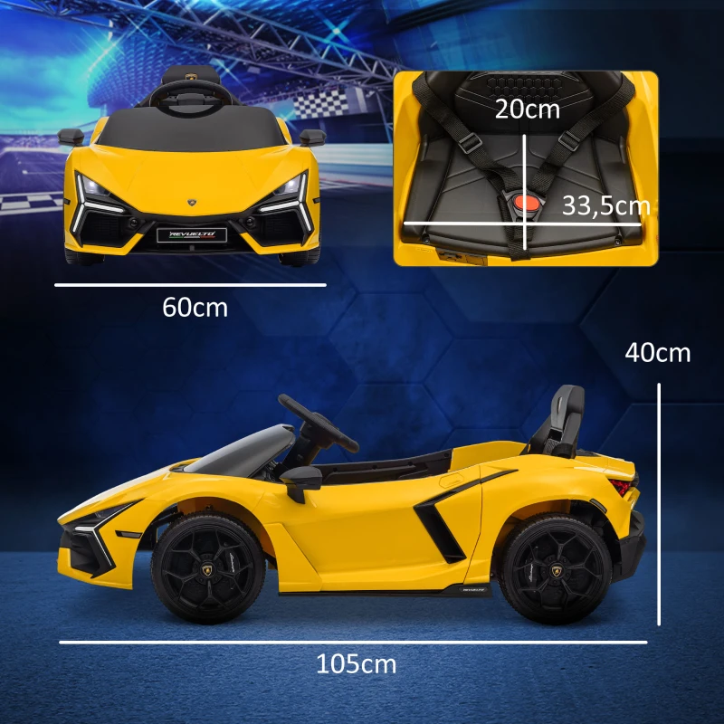 AIYAPLAY Voiture électrique 12V sous licence Lamborghini Revue véhicule électrique télécommande vitesse 3-5 km/h 3-5 ans jaune(m-3)