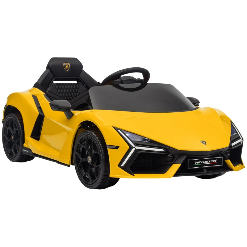 AIYAPLAY Coche eléctrico 12V con licencia Lamborghini Revue vehículo eléctrico control remoto velocidad 3-5 km/h 3-5 años amarillo