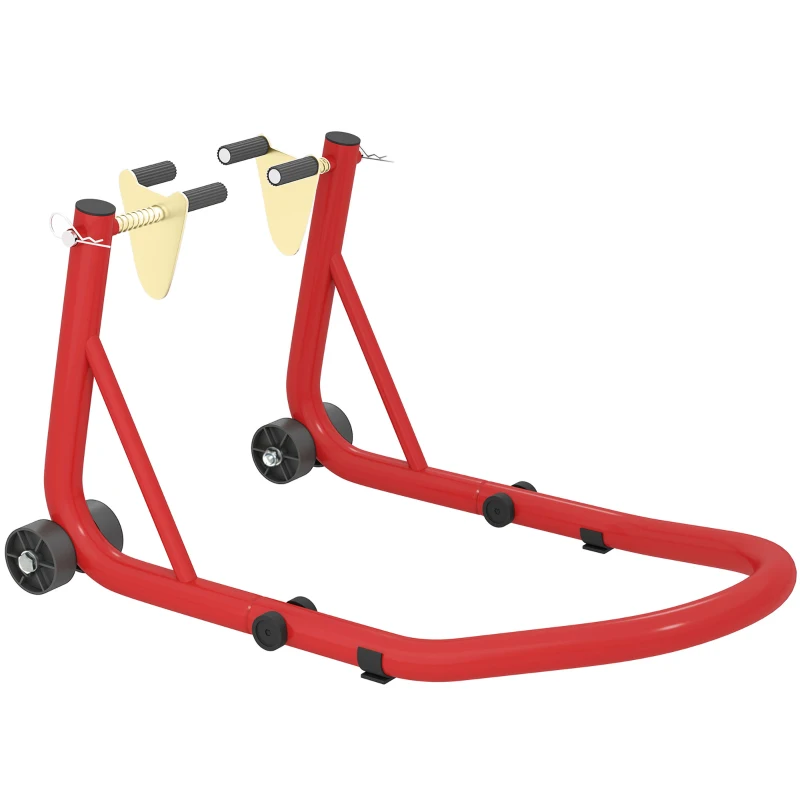 HOMCOM Ensemble de supports de moto avant/arrière, support de levage de moto jusqu'à 544 kg en acier rouge