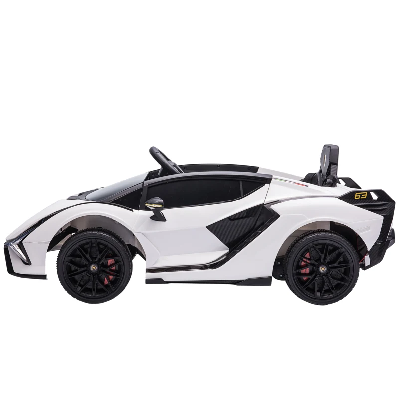 HOMCOM Kinderfahrzeug 12V 2 Fahrmodi Lamborghini SIAN SUV-Auto-Spielzeug Elektroauto mit Fernbedienung Musik(MP3/USB) Licht 37-60 Monate Metall Weiß 108 x 62 x 40 cm