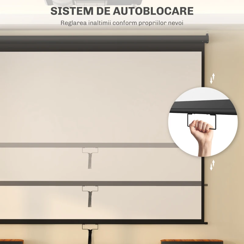 HOMCOM Ecran pentru Proiector 120 Inch Format 16:9/4:3 Reglabil, Ecran de Proiecție Compact, 244x183 cm, Negru