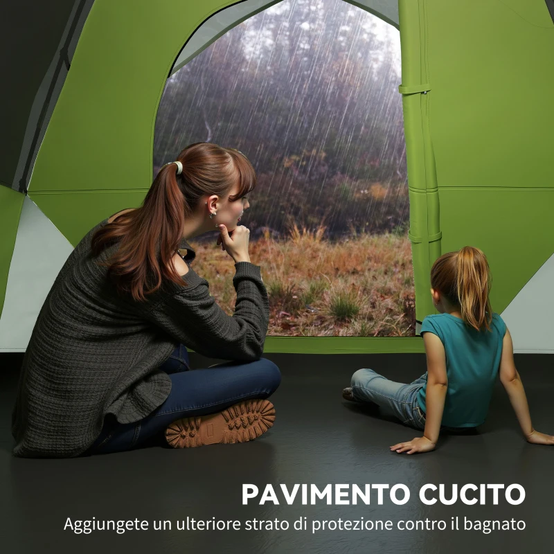 Outsunny Tenda da Campeggio 3 Posti a Cupola, Impermeabile e Anti UV, 300x300x180 cm, Giallo e Grigio