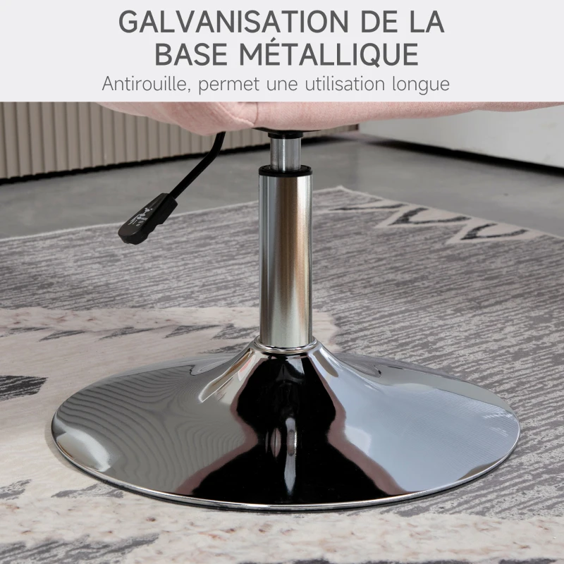 HOMCOM Fauteuil de salon coussins lombaires hauteur réglable pivotant 360° piètement en métal gris foncé