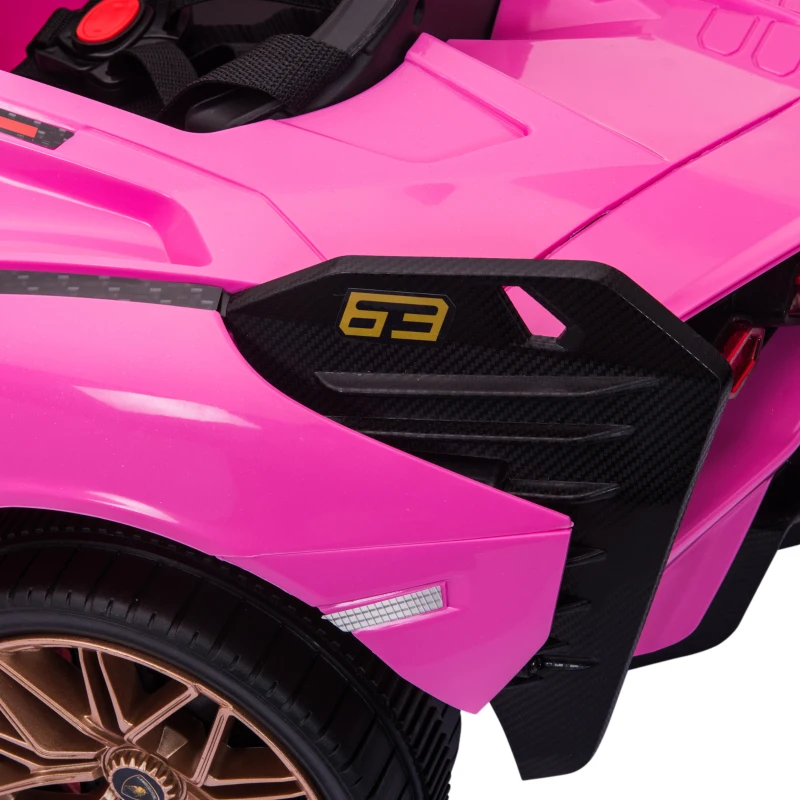 HOMCOM Kinder-Elektroauto, Lamborghini, 3-5 km/h, Fernsteuerung, für 3-5 Jahre, Rosa(m-15)