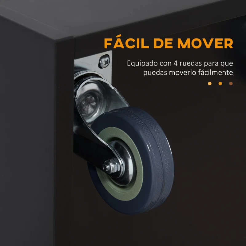 HOMCOM Isla de Cocina con Ruedas Tablero de Acero Inoxidable Cajones Estantes Ajustables Especiero Toallero 145x45x93 cm Negro