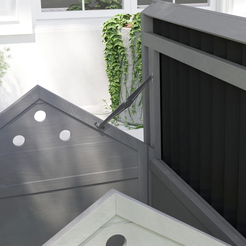 PawHut Casa per Anatre Pollaio Piccolo Animale, resistente alle intemperie, 2 ingressi, 2 rampe, 78 x 90 x 92 cm, Grigio Chiaro + Nero