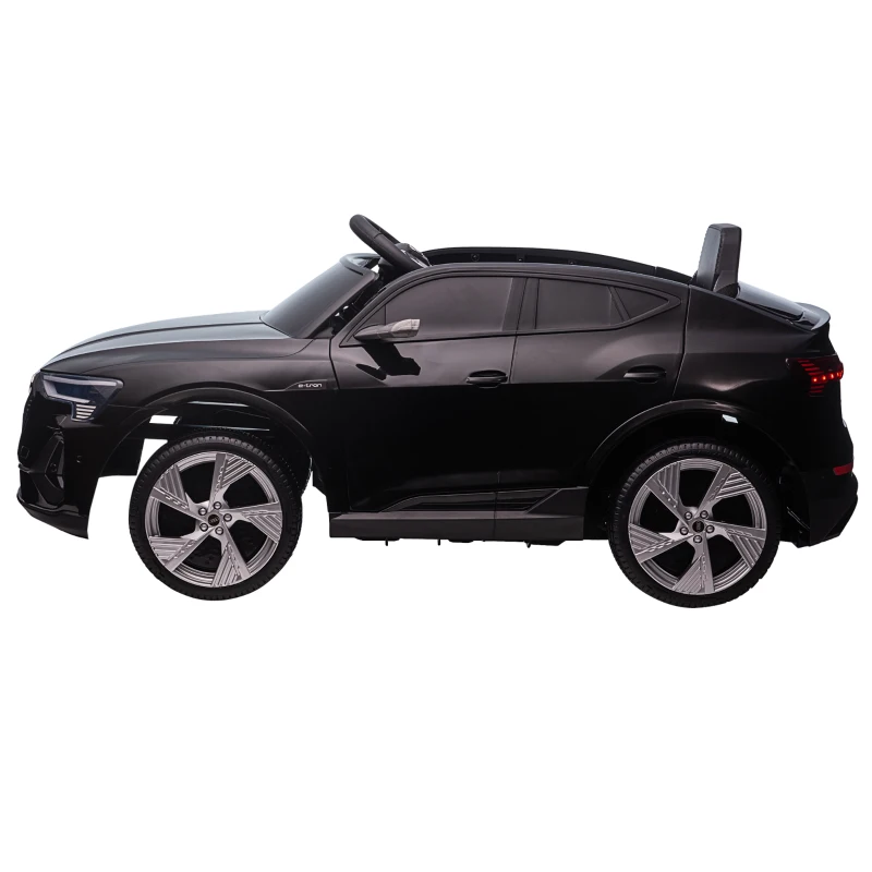 HOMCOM Elektro Kinderauto 12V Elektrofahrzeug Audi E-tron Elektroauto mit Fernbedienung, Sicherheitsgurt, Musik (MP3/USB/TF), Kinderfahrzeug für Kinder 3-5 Jahre, 3-5 km/h, Schwarz