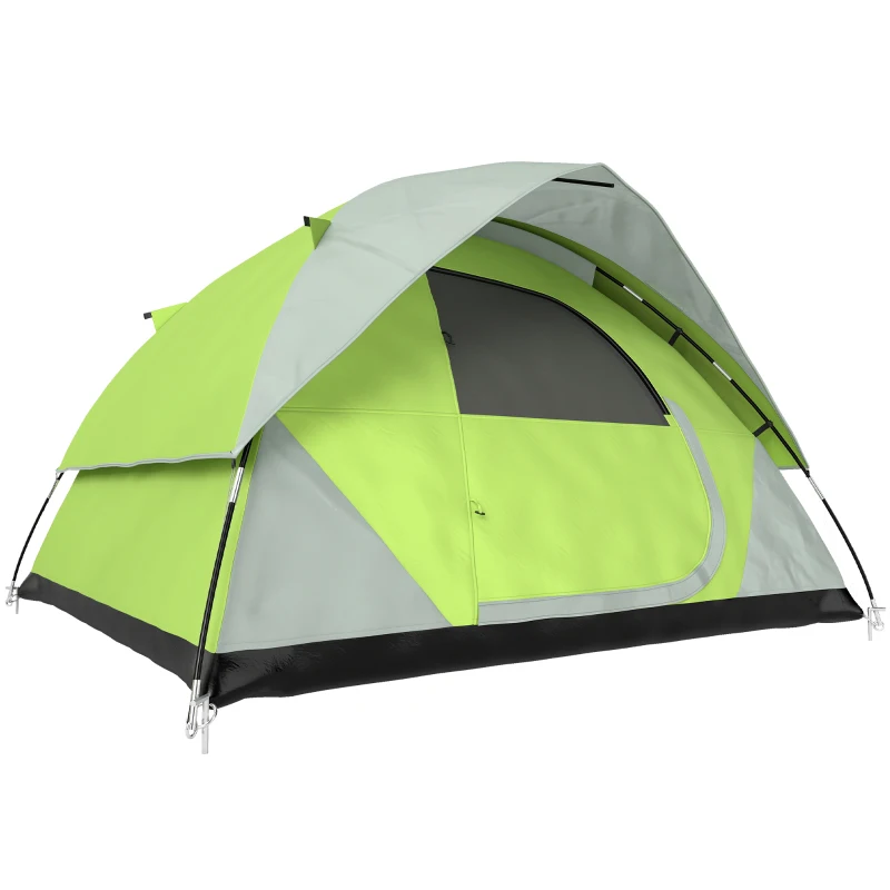 Outsunny Cort de Camping pentru 3-4 Persoane, Cort Impermeabil și Rezistent la UV, 3x3x1.8m, Galben și Gri