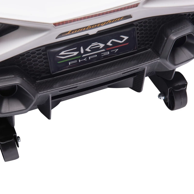 HOMCOM Kinderfahrzeug 12V 2 Fahrmodi Lamborghini SIAN SUV-Auto-Spielzeug Elektroauto mit Fernbedienung Musik(MP3/USB) Licht 37-60 Monate Metall Weiß 108 x 62 x 40 cm