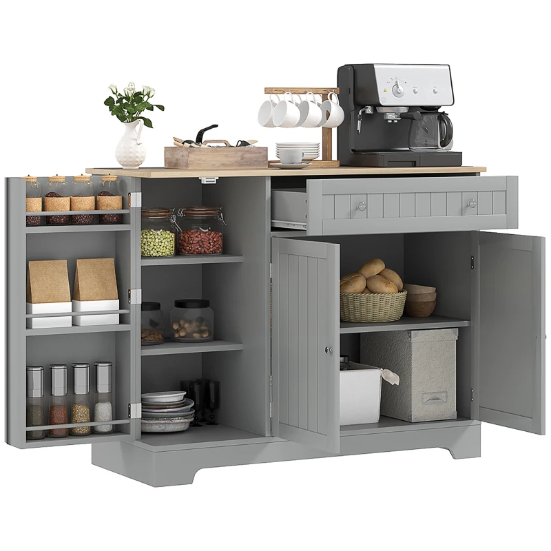 HOMCOM Buffet cuisine, meuble cuisine rangement 2 placards, tiroir, étagères de porte et étagère réglable, 105x40x83cm, gris(m-10)