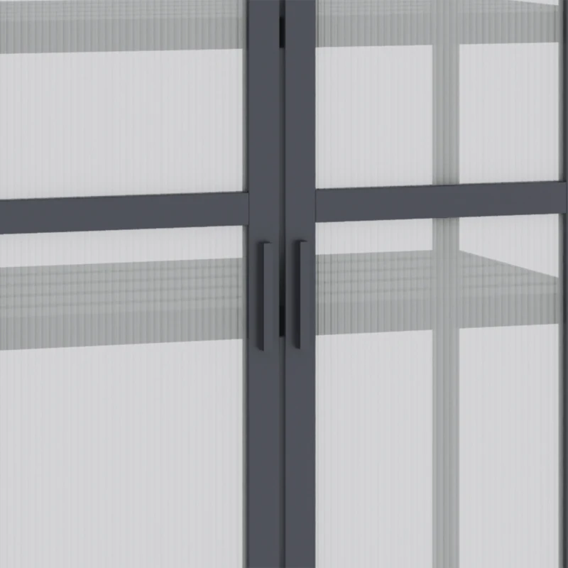 Outsunny kas met 3 planken, massief hout, behuizing van polycarbonaat, grijs, 70,5 x 42 x 132 cm(m-9)