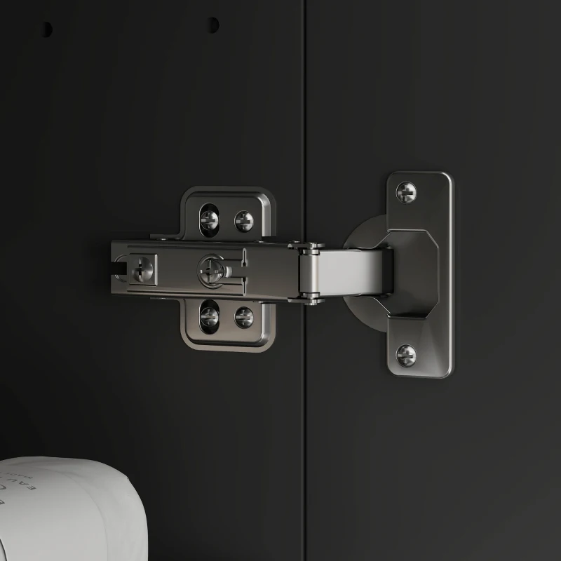 HOMCOM Armadietto Pensile Bagno 2 Ante con Specchiera e 2 Ripiani Interni in MDF, 60x15x75 cm, Nero