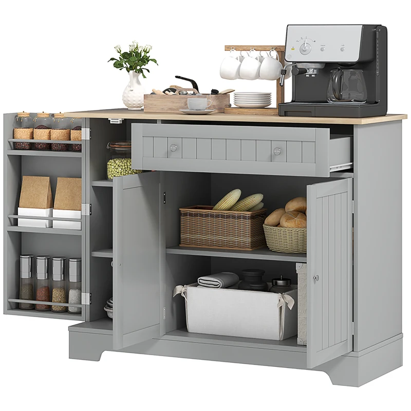 HOMCOM Buffet cucina, mobile cucina con 2 armadi, cassetto, ripiani a portata di mano ed ripiano regolabile, 105x40x83cm, grigio