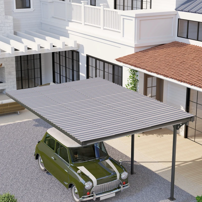 Outsunny Set di 12 Pannelli 129L x 45l cm in Acciaio Zincato Resistente alle Intemperie, Grigio Chiaro