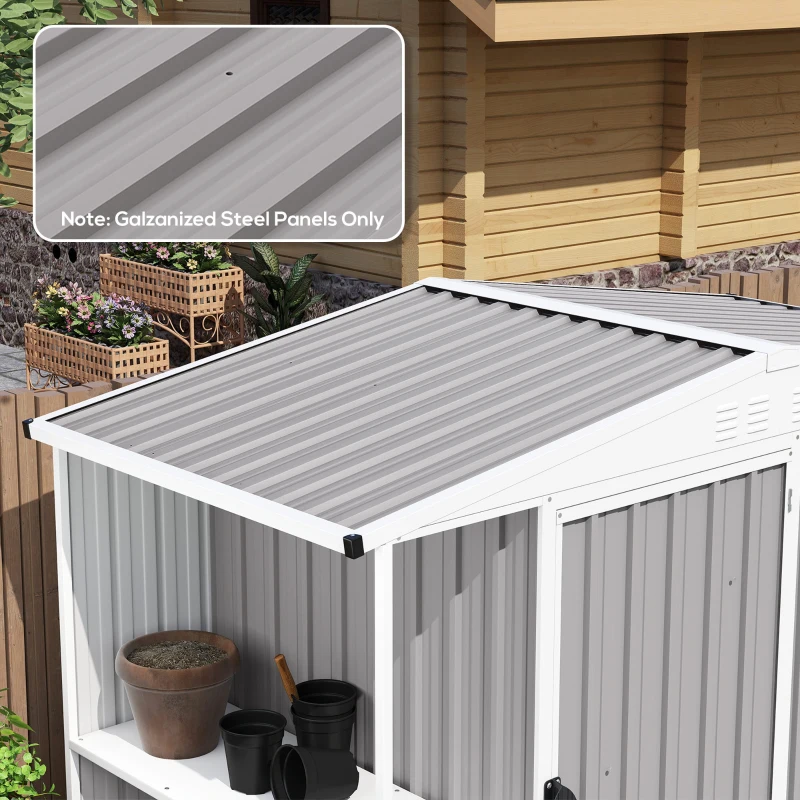 Outsunny Set di 12 Pannelli 129L x 45l cm in Acciaio Zincato Resistente alle Intemperie, Grigio Chiaro