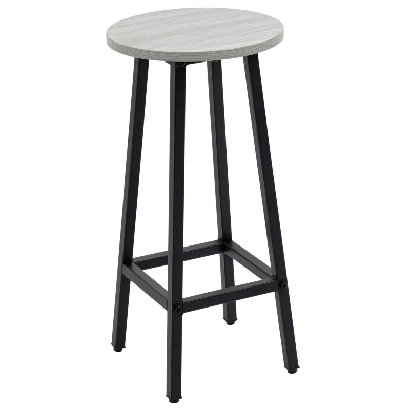 HOMCOM Bartisch-Set im Industriedesign, 6-teilig, 2 Tische und 4 Barhocker, Grau + Schwarz