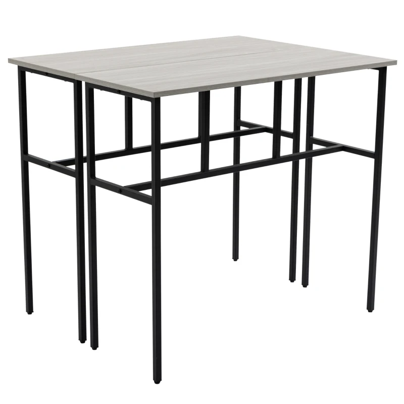 HOMCOM Bartisch-Set im Industriedesign, 6-teilig, 2 Tische und 4 Barhocker, Grau + Schwarz