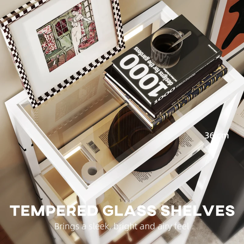 HOMCOM Four-Shelf Floor Lamp - White