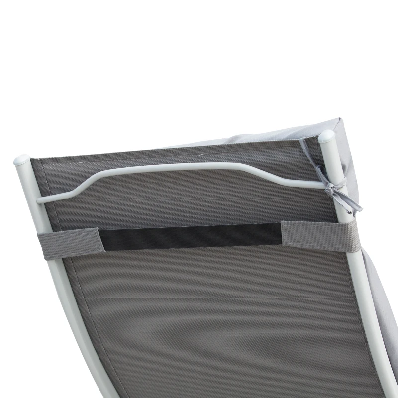 Outsunny Sonnenliege klappbar Strandliege mit Kopfkissen Sitzkissen Liegestuhl mit 7-Fach verstellbare Rückenlehne Gartenliege Relaxliege bis 165 kg belastbar, für Garten Urlaub Outdoor, Grau