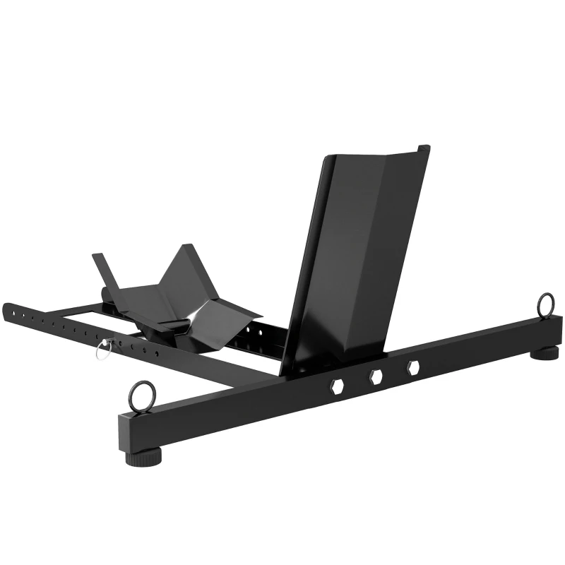 HOMCOM Caballete Bloqueador de Rueda para Moto, Soporte Ajustable en 14 Niveles para Ruedas Ø34-84 cm, Negro