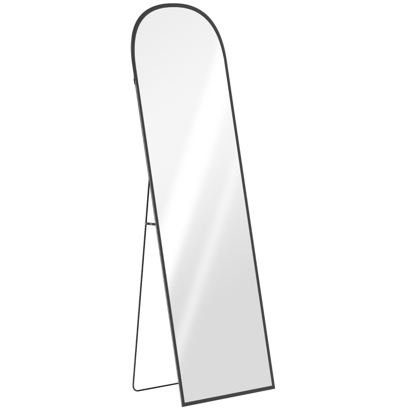 HOMCOM Espejo de Pie Cuerpo Entero de Aleación de Aluminio Espejo de Pared con 2 Formas de Uso Rectangular 60x1,5x165 cm Negro