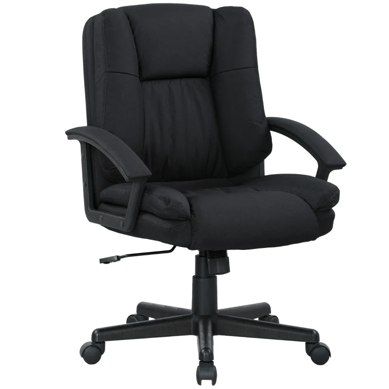 HOMCOM Linen-Look Padded Office Chair - Black(m-11)